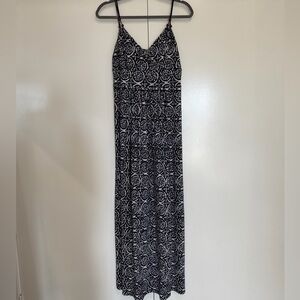 Lauren Ralph Lauren Navy Blue and White Printed Maxi Dress